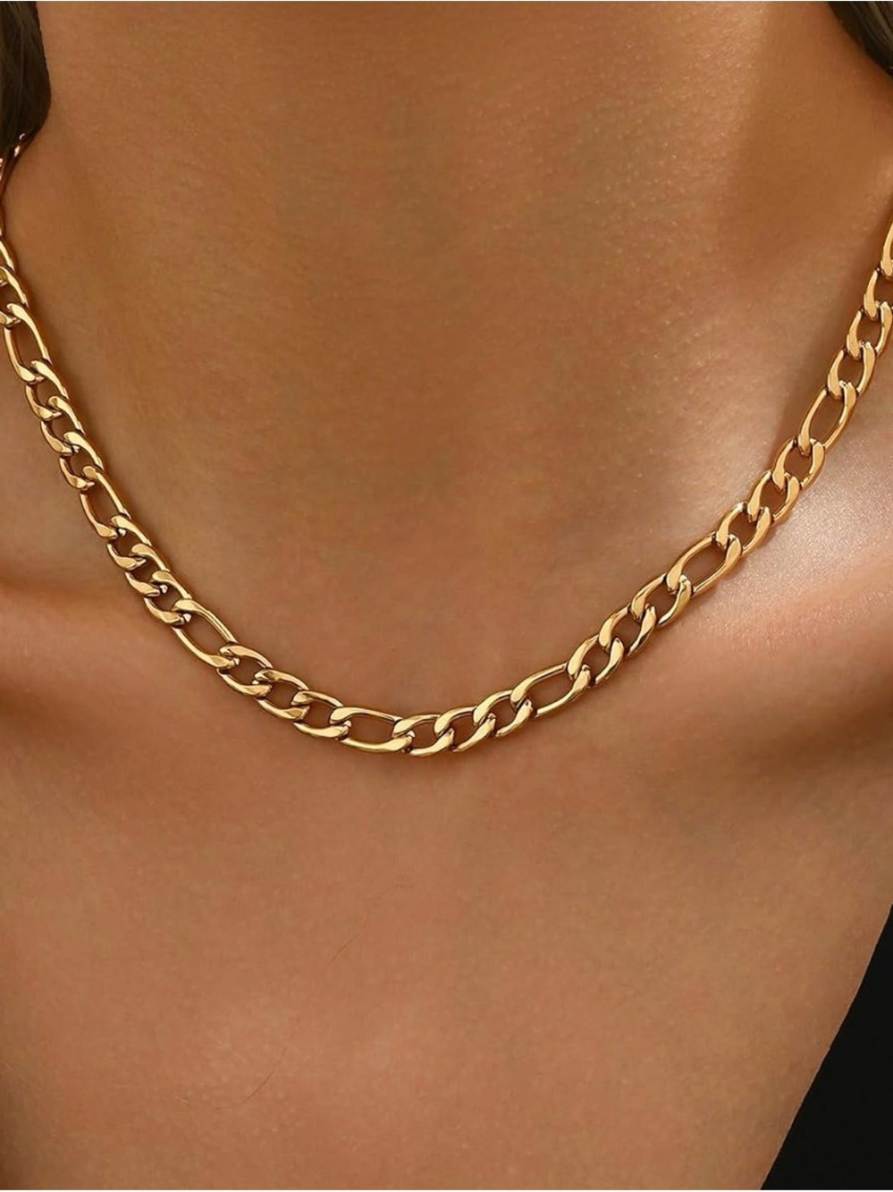 Classic Gold Figaro Chain Necklace for Women